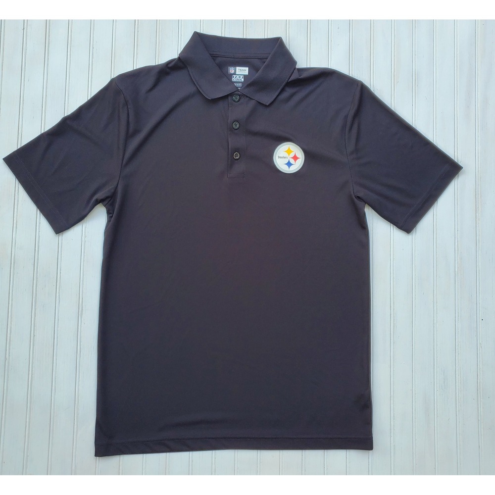 NFL Team Apparel Pittsburgh Steelers Polo Shirt Mens Medium Black TX3 Cool‎ Logo